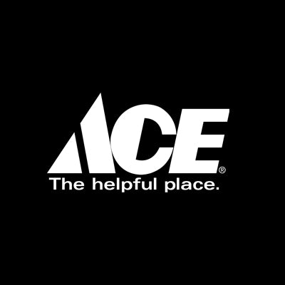 Ace Hardware white logo on black background